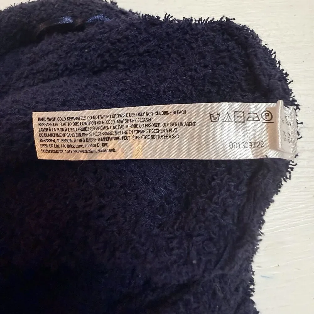 Free People Beach Claire One Piece Jumpsuit Navy Blue Terry Cloth Towel Size XS